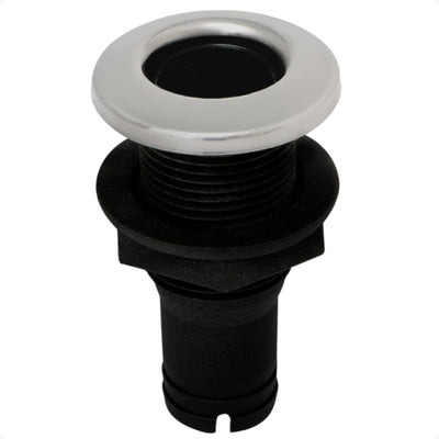 1" Thru-Hull Fitting, Black Nylon & Stainless Steel Head – FO2996 - Five Oceans
