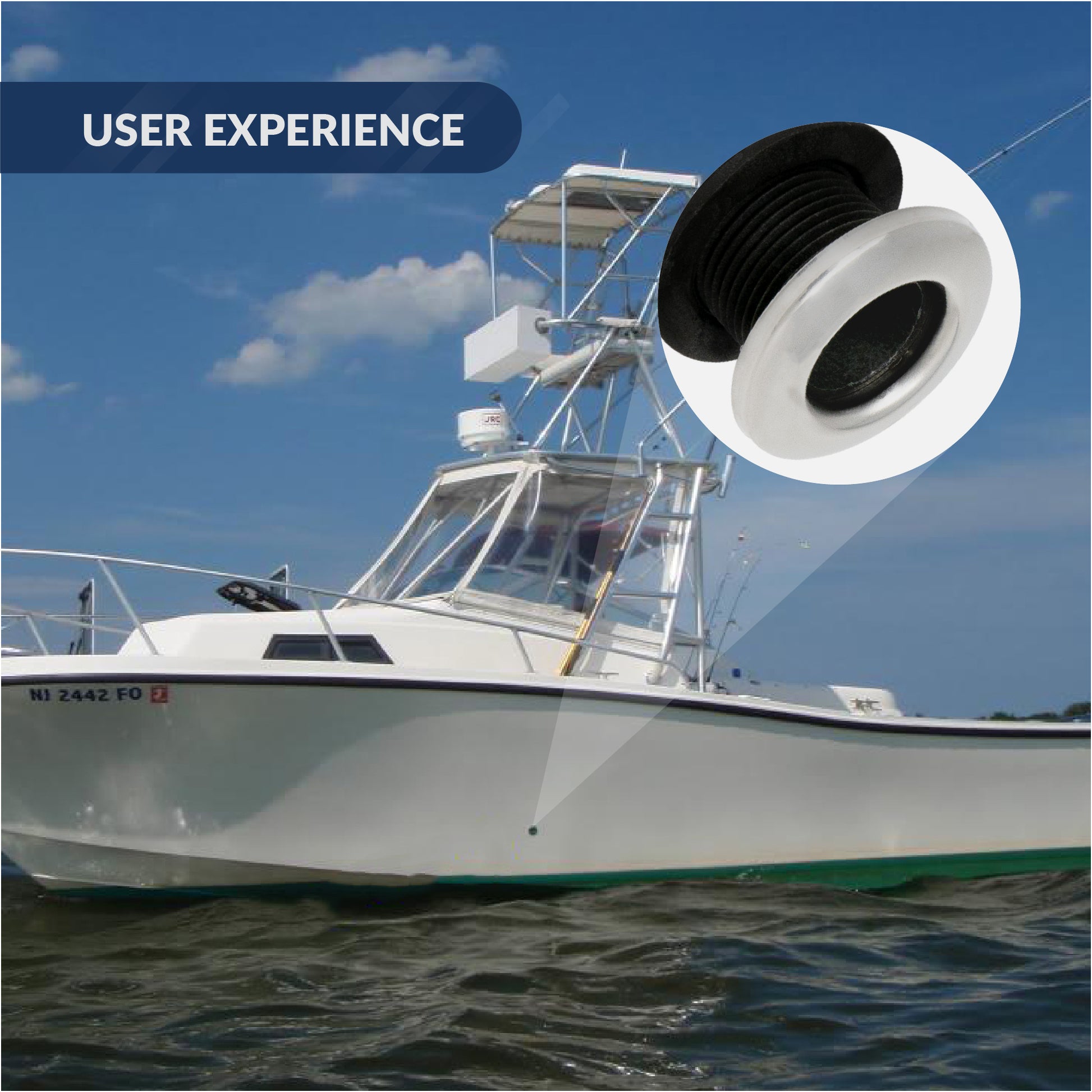 Thru Hull Fittings for Boats - 1" Hose, Black - FO2996 - Five Oceans