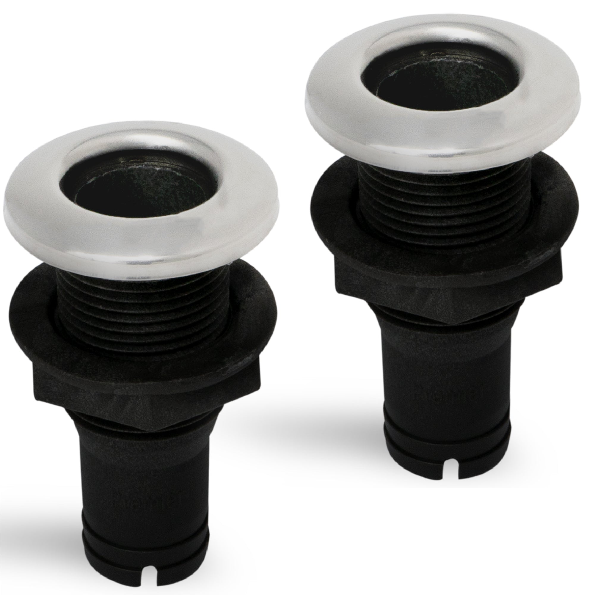 Thru Hull Fittings for Boats - 1-1/2" Hose, Black - 2-Pack - FO2997-M2 - Five Oceans