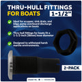 Thru Hull Fittings for Boats - 1-1/2" Hose, Black - 2-Pack - FO2997-M2 - Five Oceans