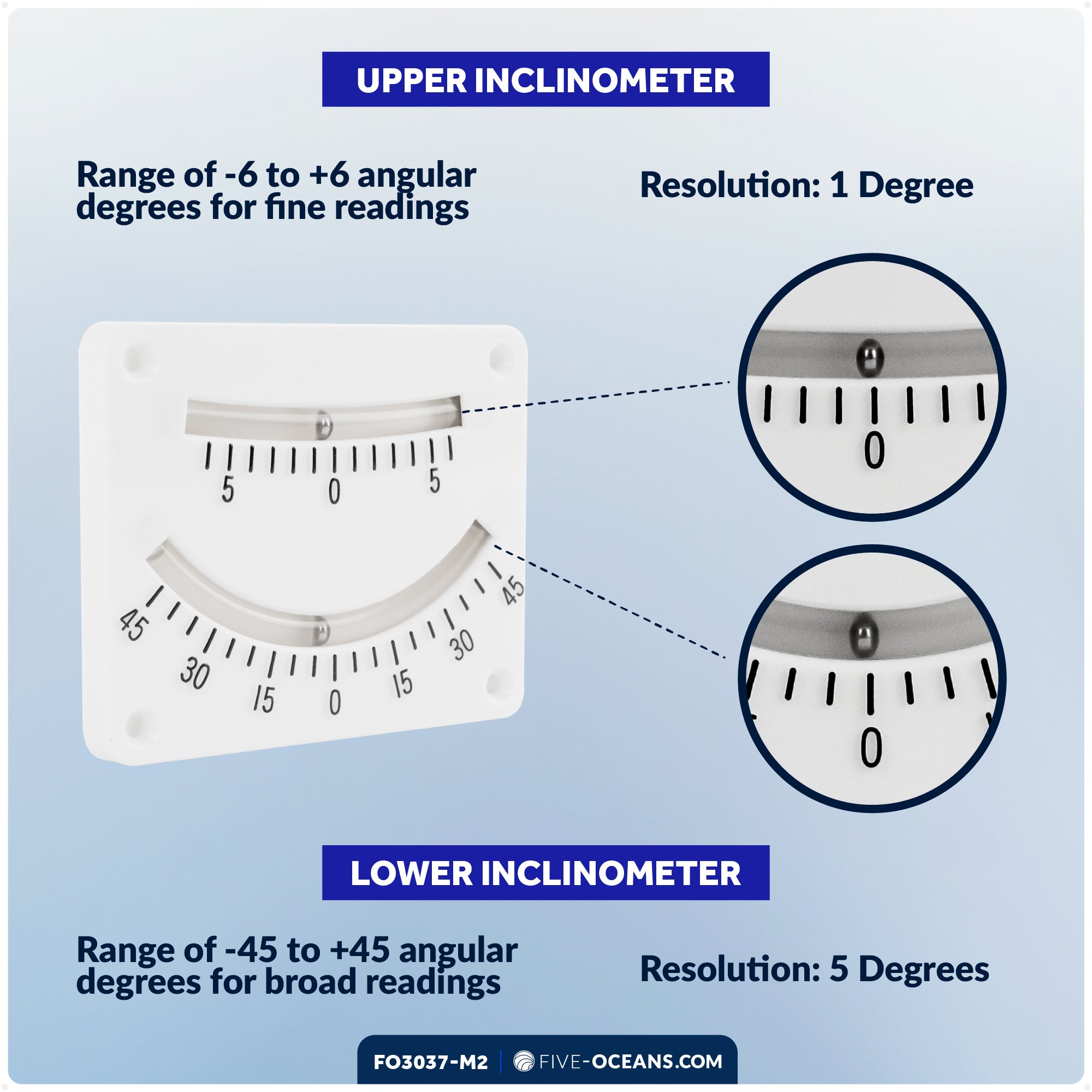 6 & 45 Degree Double Reading Clinometer, 2-Pack - FO3037-M2 - Five Oceans