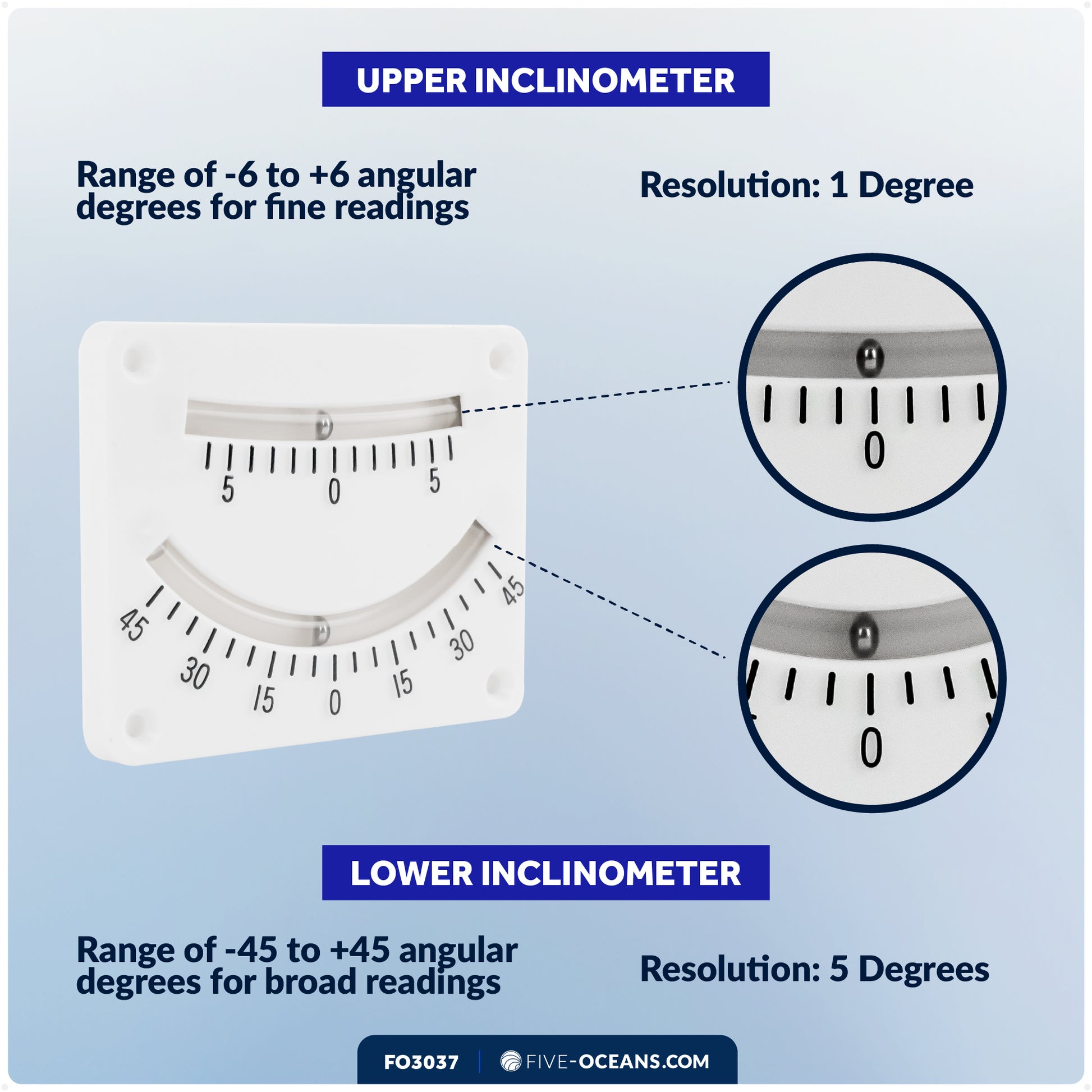 6 & 45 Degree Double Reading Clinometer - FO3037 - Five Oceans