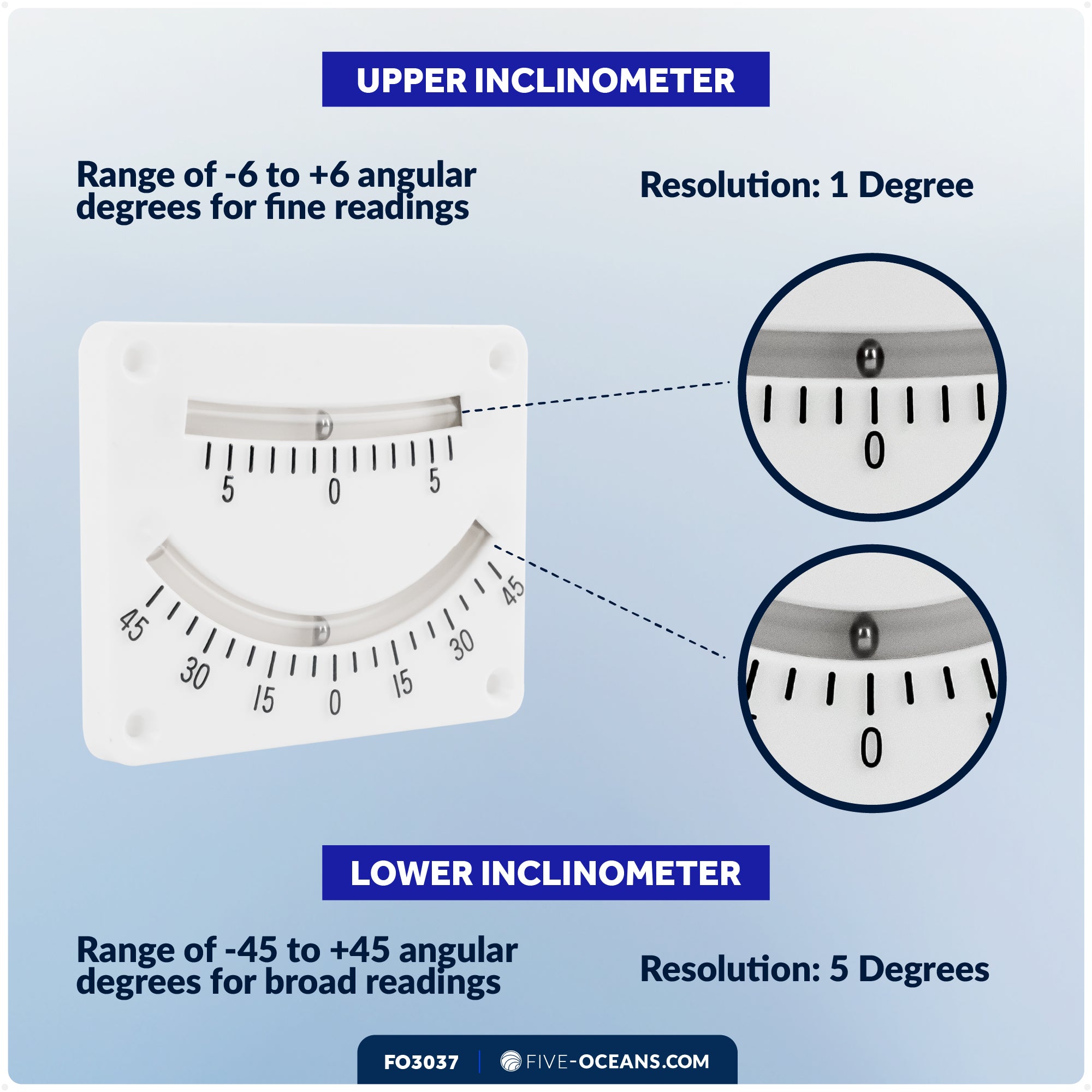 6 & 45 Degree Double Reading Clinometer - FO3037 - Five Oceans