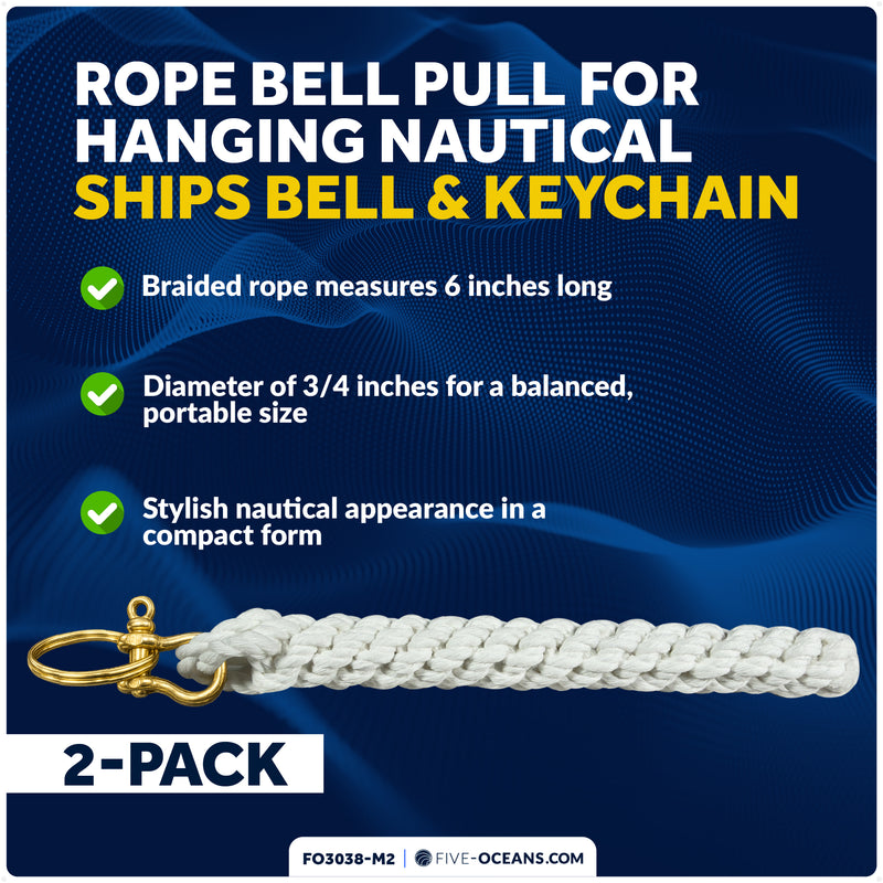 Rope Bell Pull for Hanging Nautical Ships Bell or Keychain, 2-Pack - FO3038-M2 - Five Oceans