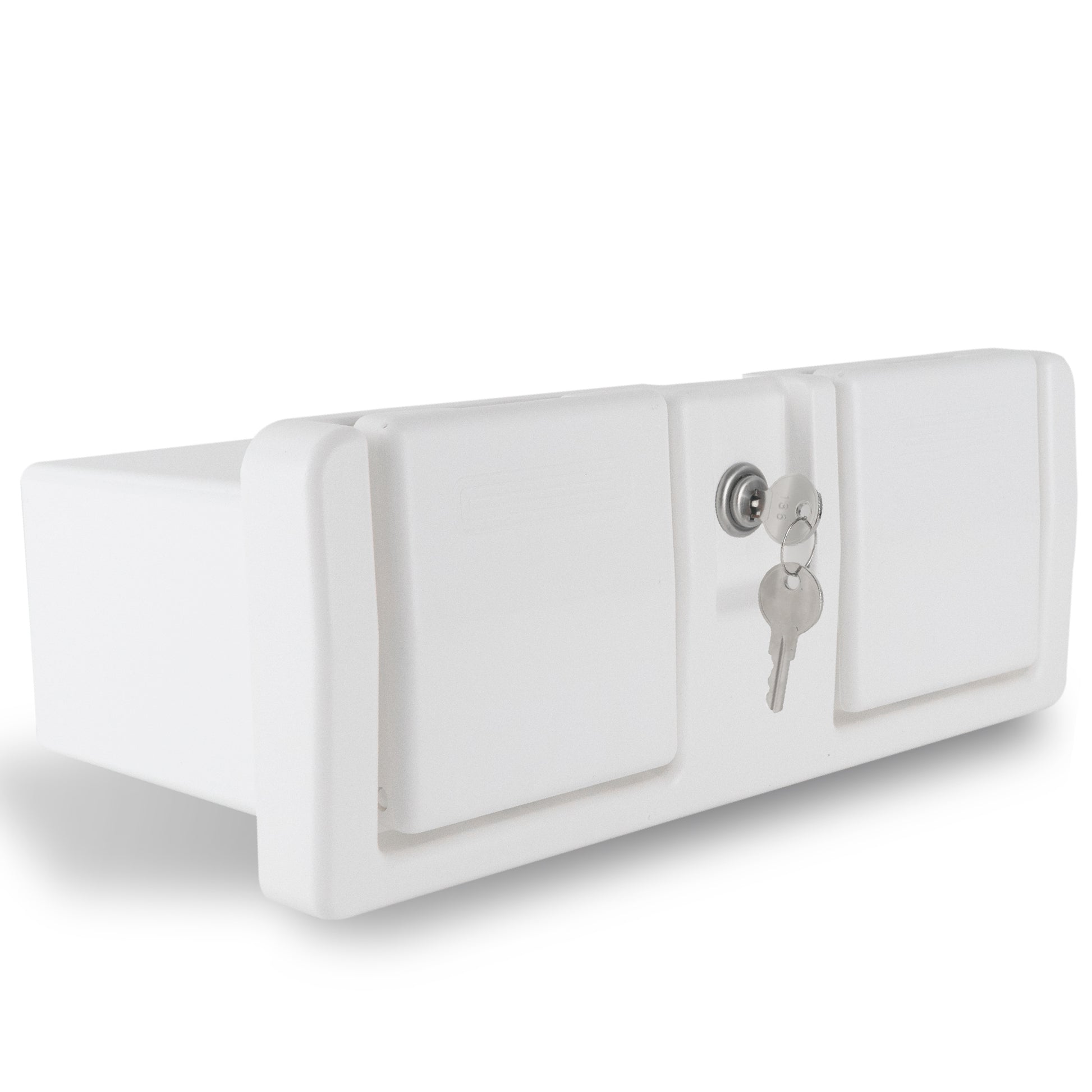 Boat Glove Box with Lock, Drink Cup Holders, White - FO3105 - Five Oceans