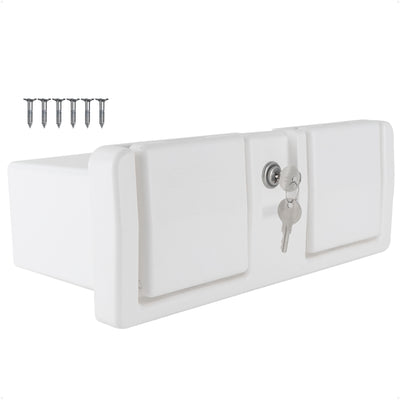 Glove Box with Drink Cup Holders, Lockable with 2 Keys, White - FO3105 - Five Oceans