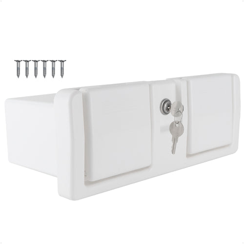 Glove Box with Drink Cup Holders, Lockable with 2 Keys, White - FO3105 - Five Oceans