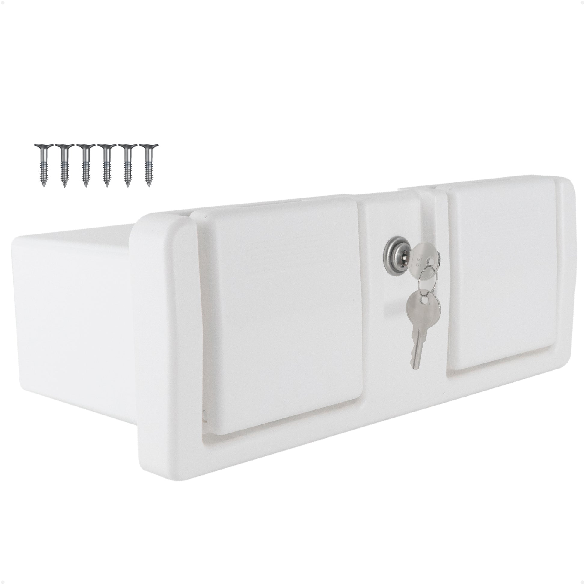 Glove Box with Drink Cup Holders, Lockable with 2 Keys, White - FO3105 - Five Oceans