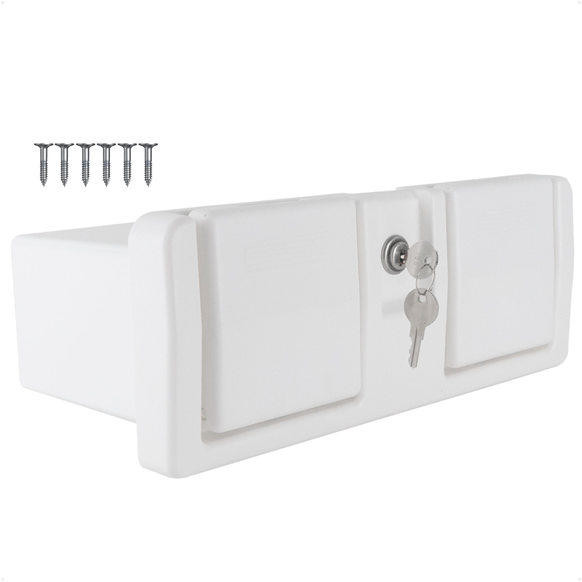 Glove Box with Drink Cup Holders, Lockable with 2 Keys, White - FO3105 - Five Oceans