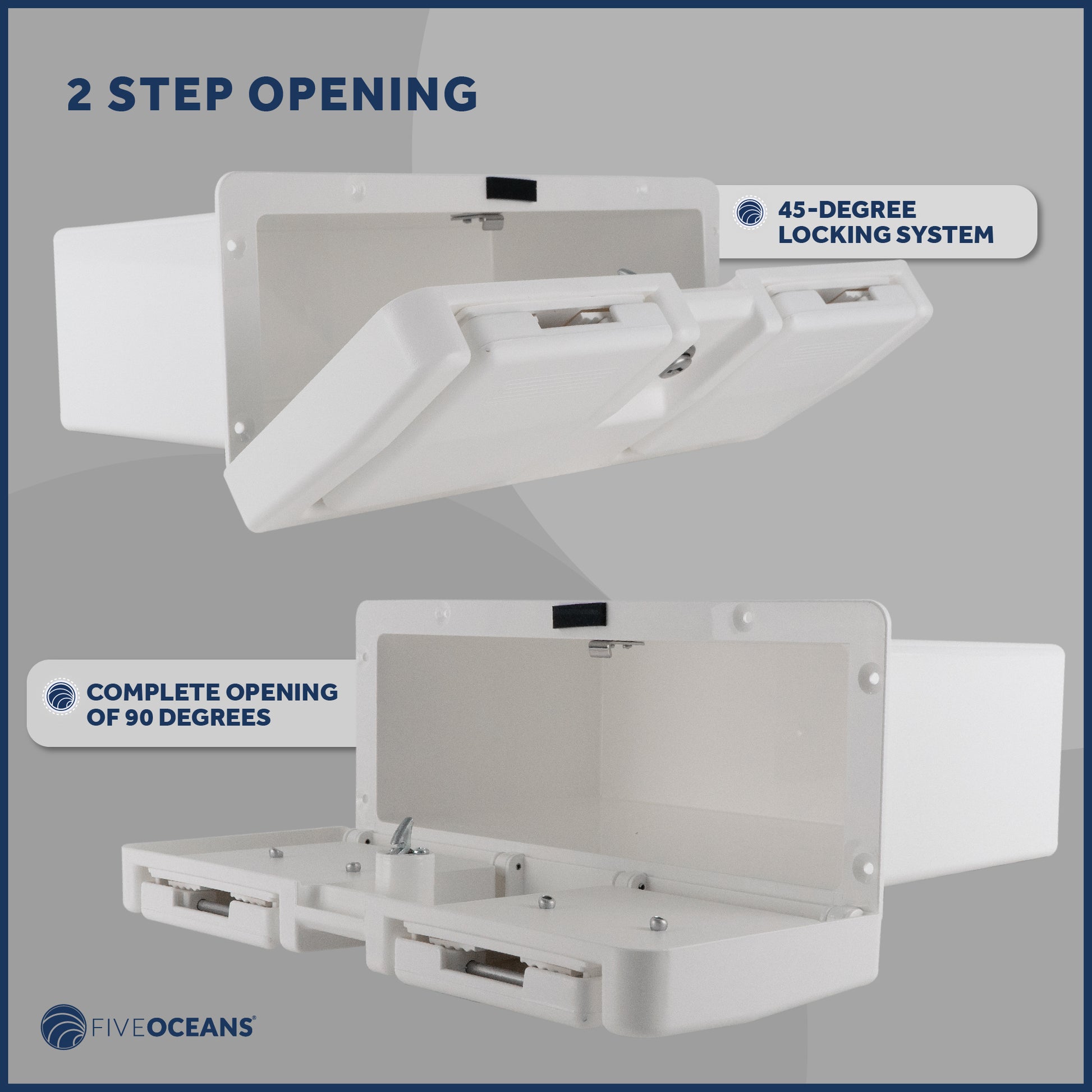 Boat Glove Box with Lock, Drink Cup Holders, White - FO3105 - Five Oceans