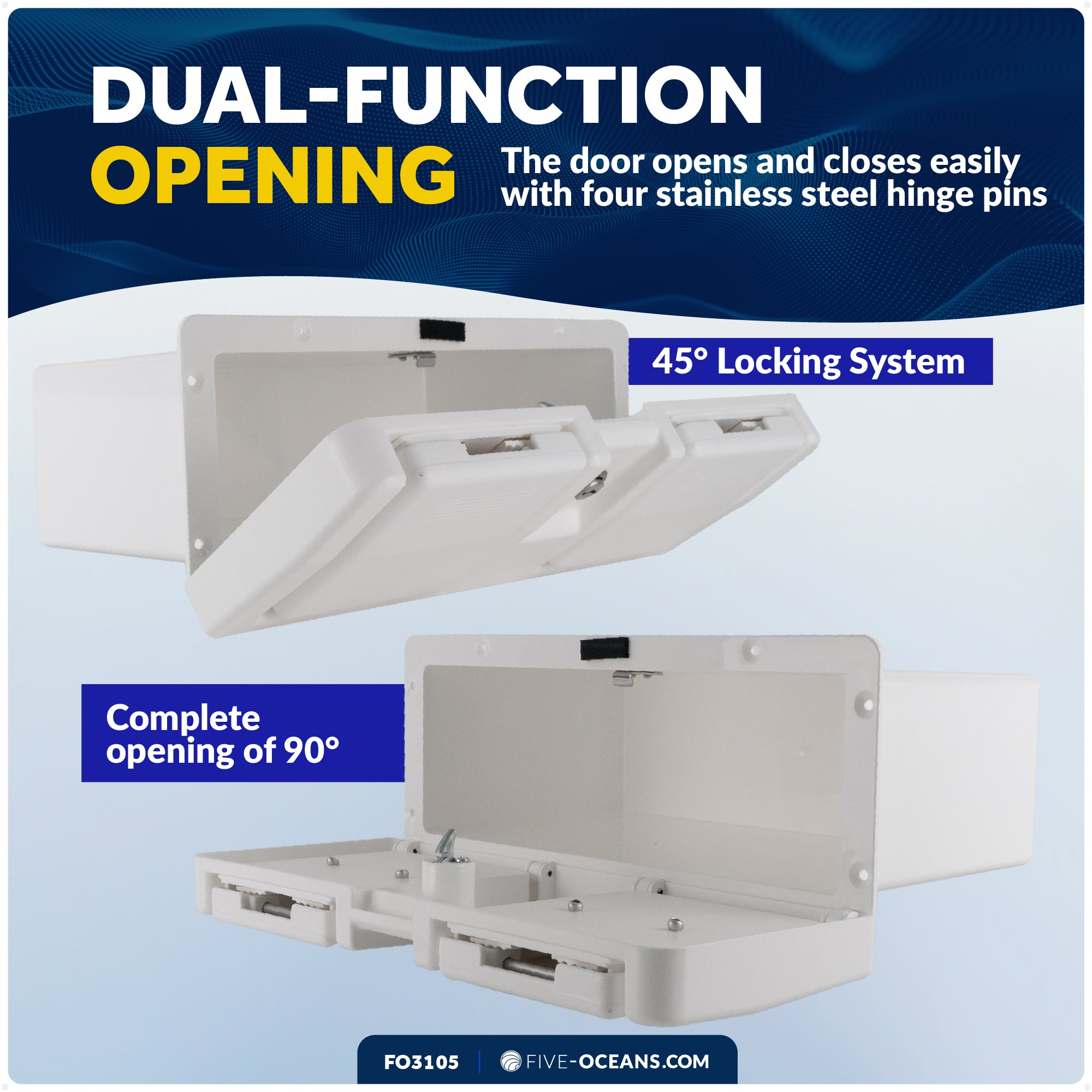 Glove Box with Drink Cup Holders, Lockable with 2 Keys, White - FO3105 - Five Oceans