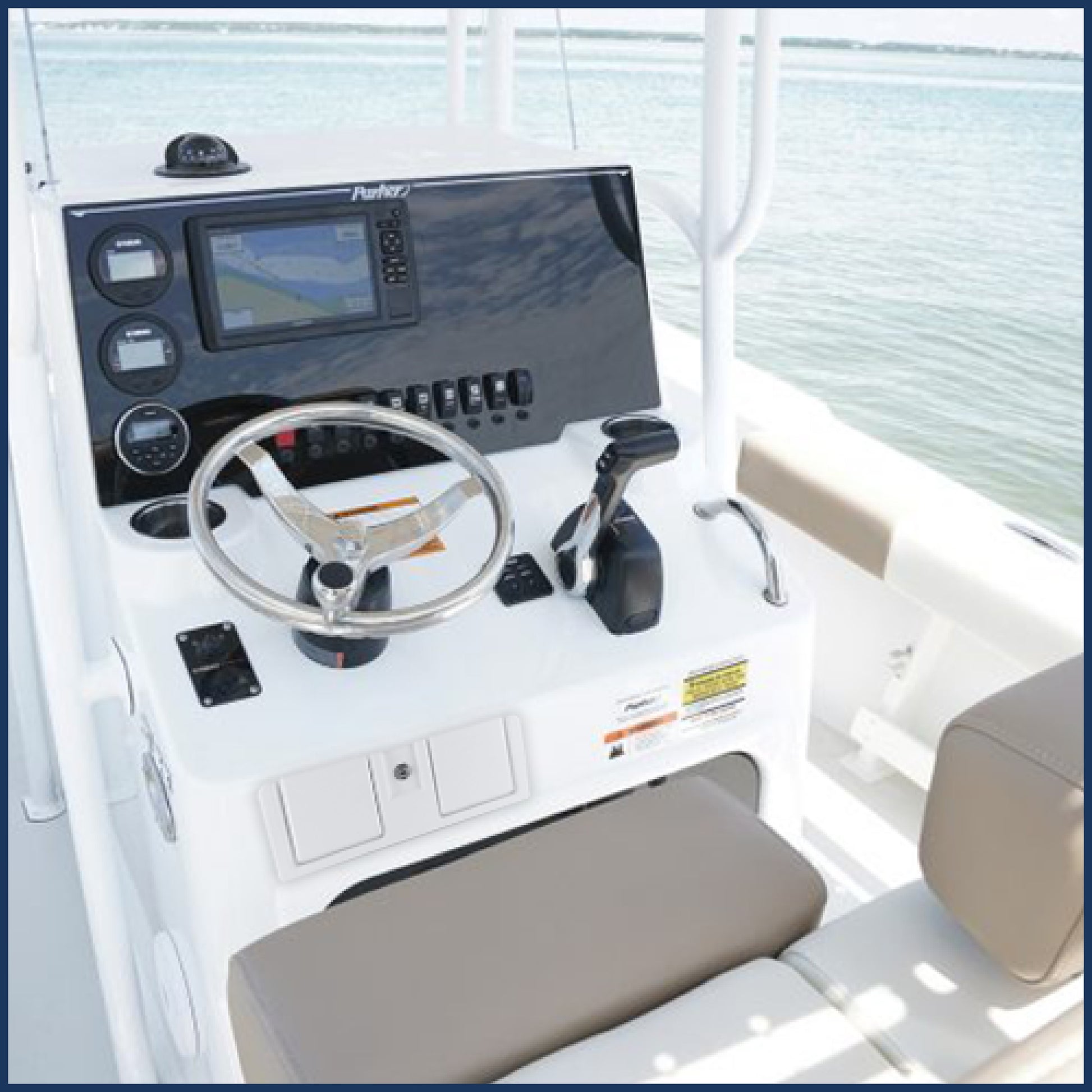 Boat Glove Box with Lock, Drink Cup Holders, White - FO3105 - Five Oceans