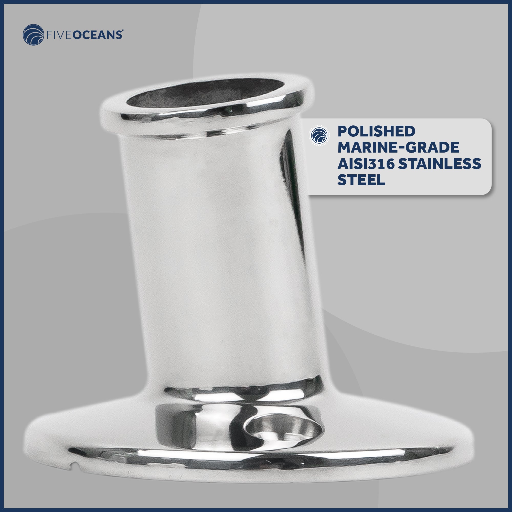 Boat Flag Pole Socket, Stainless Steel - FO3108 - Five Oceans