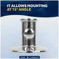 Flag Pole Socket with Knob, 3/4" Dia., Stainless Steel - FO3109 - Five Oceans