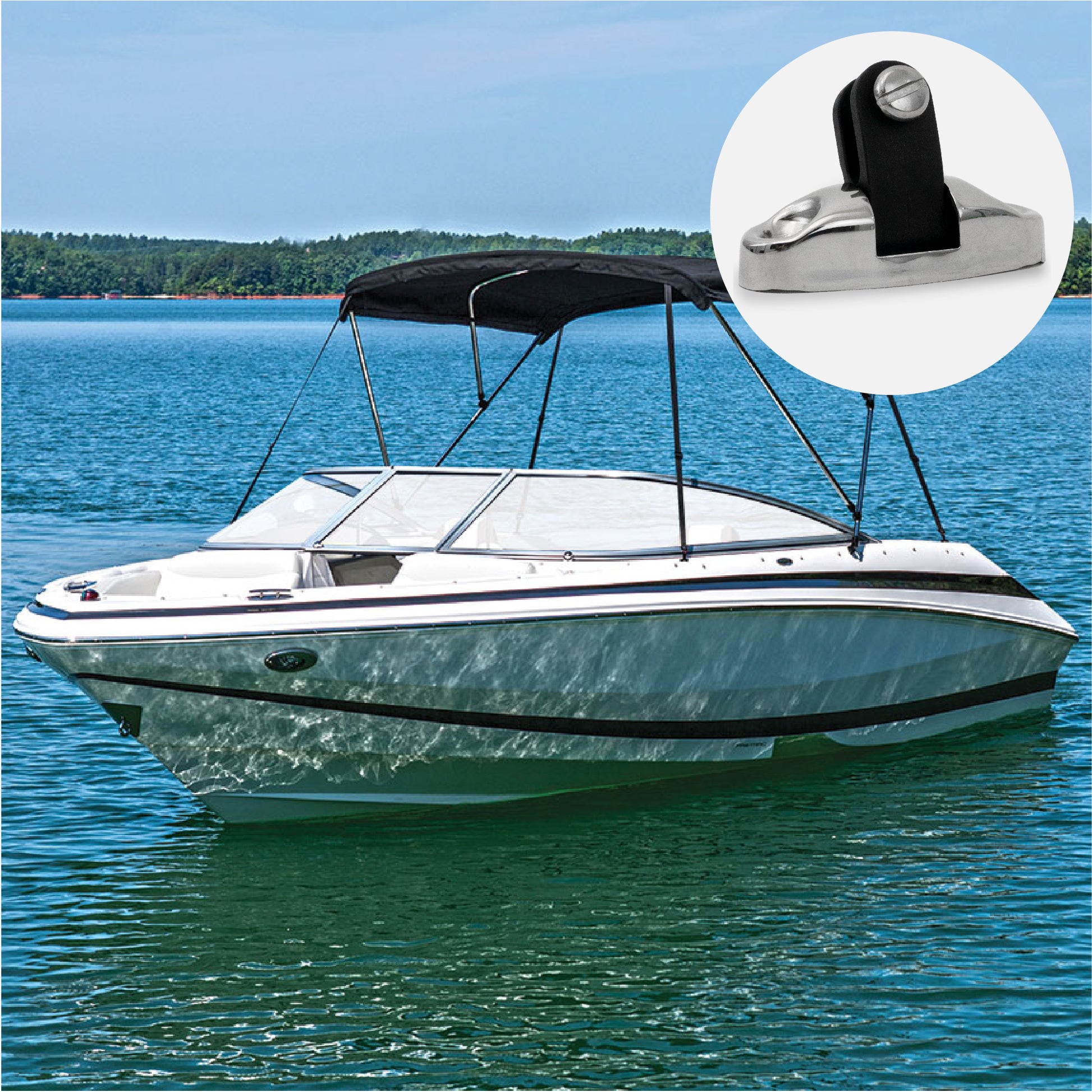 Bimini Top Hardware Universal Swivel Deck Hinge, AISI316 Stainless Stee and Black Nylon - 2-Pack - FO3113-M2 - Five Oceans