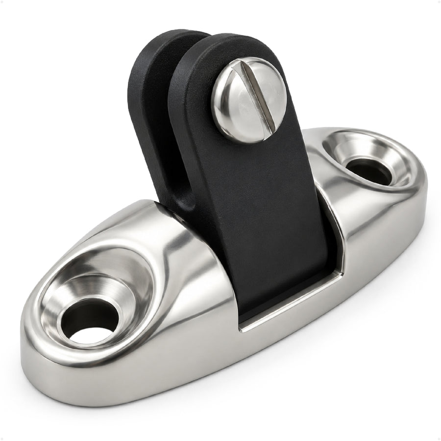 Bimini Top Universal Swivel Deck Hinge, AISI316 Stainless Steel & Black Nylon