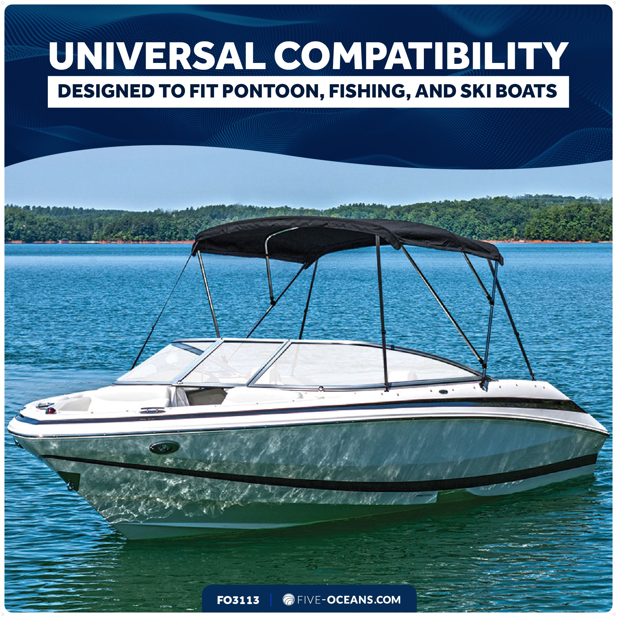 Bimini Top Hardware Universal Swivel Deck Hinge, AISI316 Stainless Stee and Black Nylon - FO3113