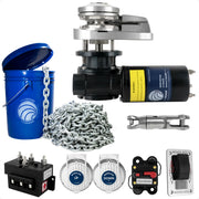 Premium Windlass Anchor Kit – 900W Vertical Windlass, 100 Ft HTG4 1/4" Galvanized Chain & Anchor Swivel - FO3287-4489-M100-KIT