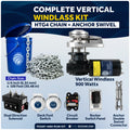 Vertical Windlass Kit 900W with 100' Galvanized Chain - FO3287-4489-M100-KIT - Five Oceans