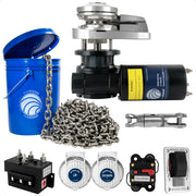 Windlass anchor mounted on boat bow with chain