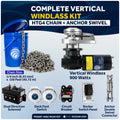 Vertical Windlass 900W with 150' Stainless Steel Chain - FO3287-4492-M150-KIT - Five Oceans
