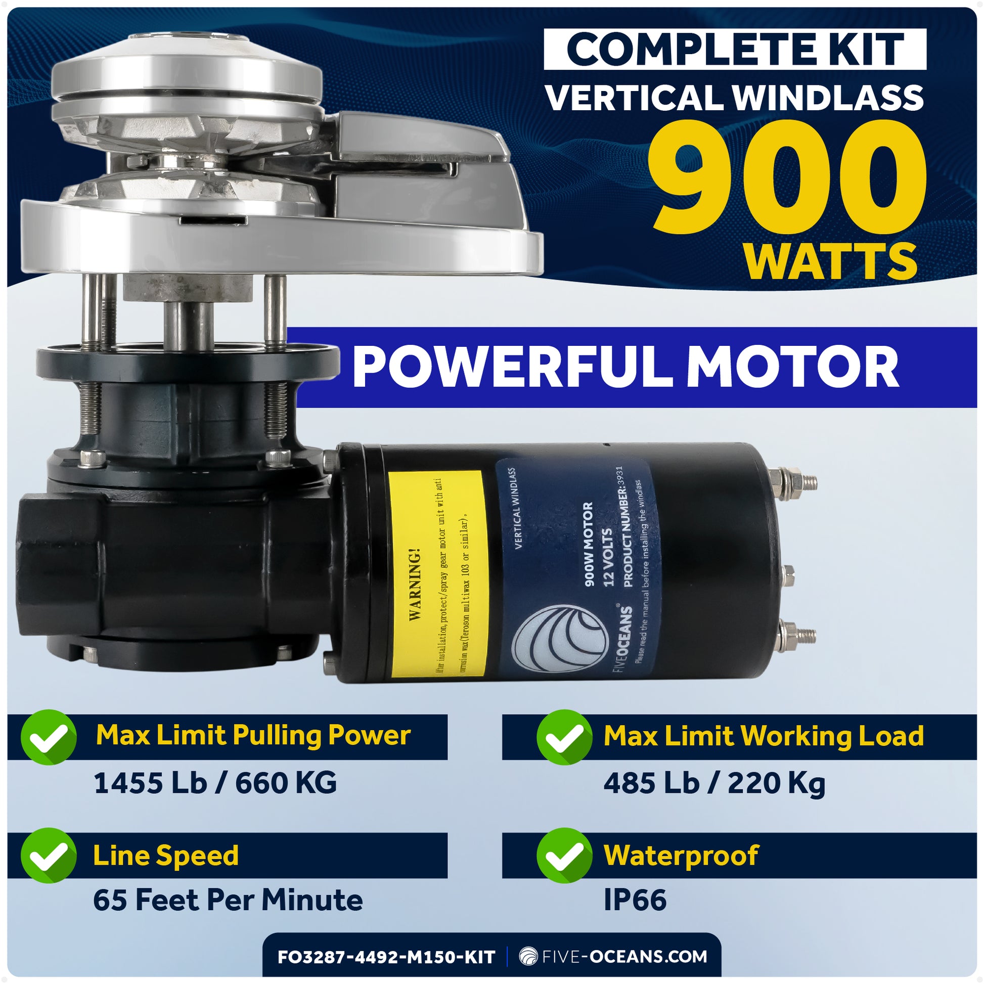 Electric boat windlass anchor with chain for yachts and fishing boats