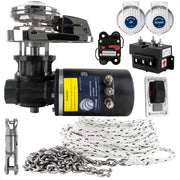 Pacific Windlass Kit, Vertical 1000 Watts, 12V DC, 9/16" x 200' 3-Strand Rope, 5/16" x 20' Stainless Steel HT G4 Chain, Swivel and Shackle - FO3288-C2