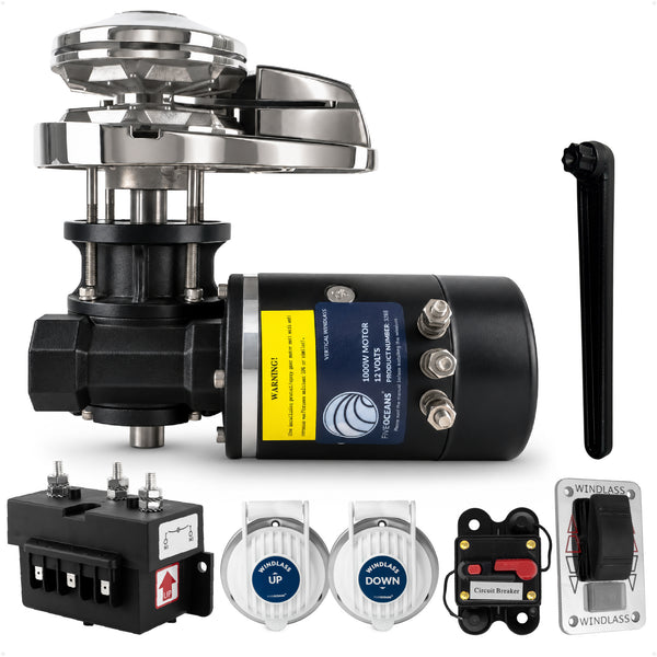 Pacific Series Vertical Windlass Kit, 12V DC (3-Terminal Motor)