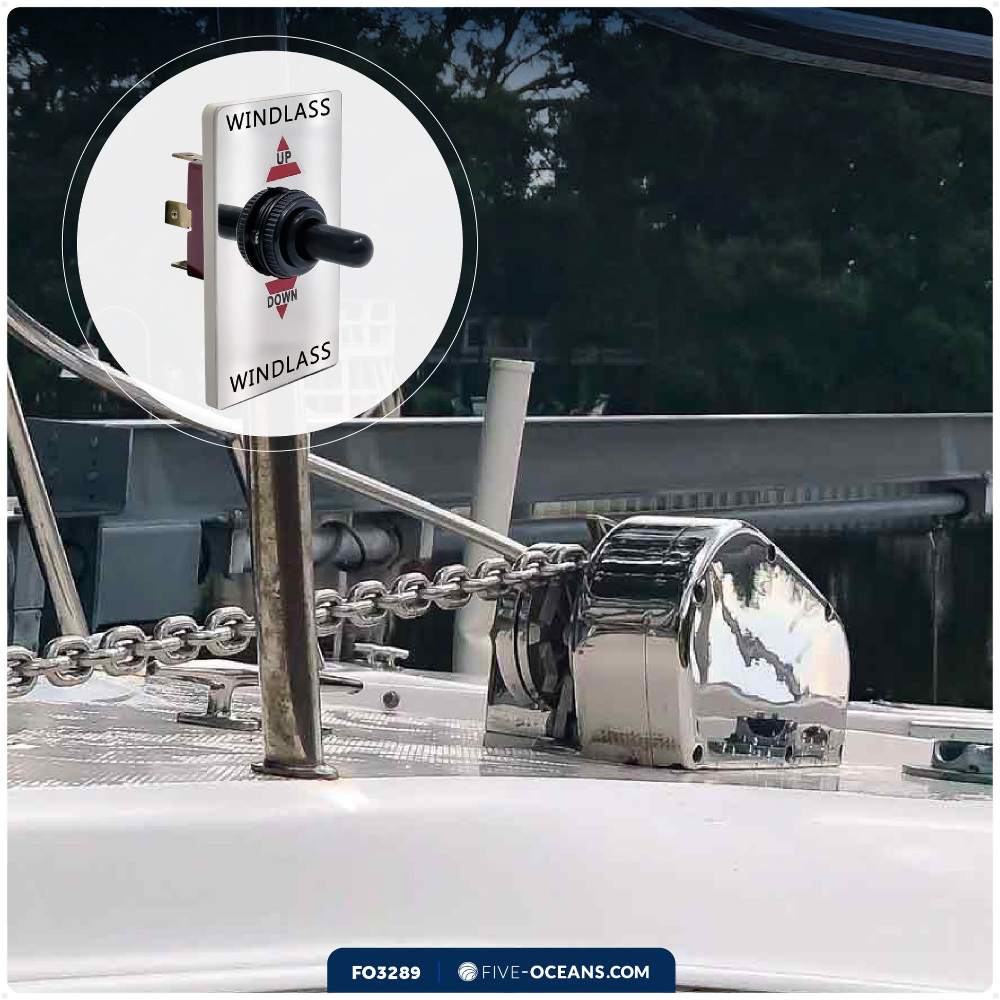 Up/Down Windlass Toggle Switch, 12V, SPDT 3-Terminal - FO3289 - Five Oceans