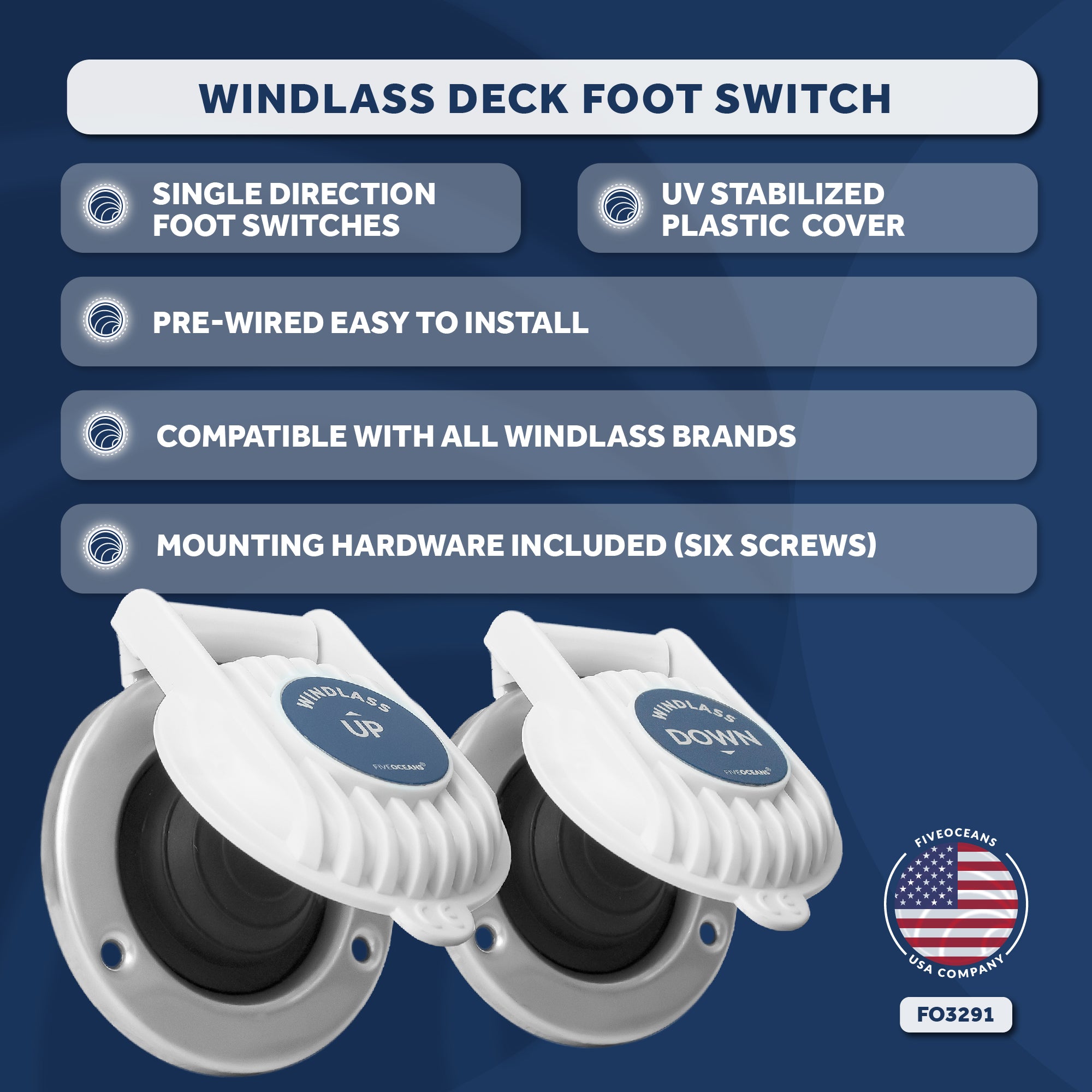 Windlass Deck Foot Switch, Up/Down Single Direction Switches - FO3291
