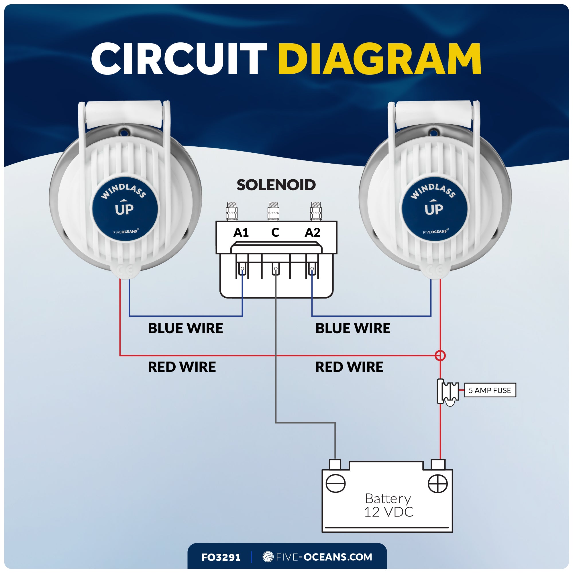 Up/Down Windlass Foot Switch, 5A, 12V-24V - FO3291 - Five Oceans