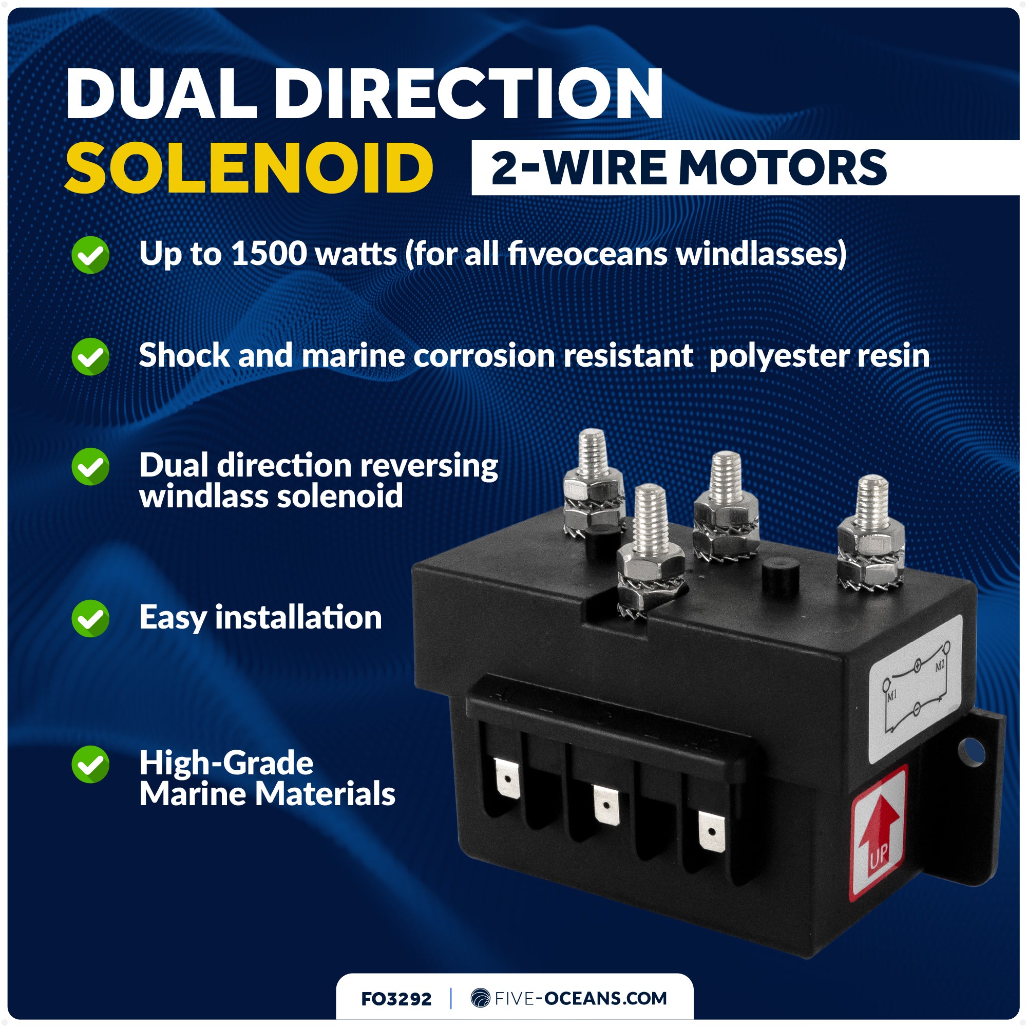 Windlass Solenoid for 2-Wire Motor, 12V, Up To 1500W - FO3292 - Five Oceans