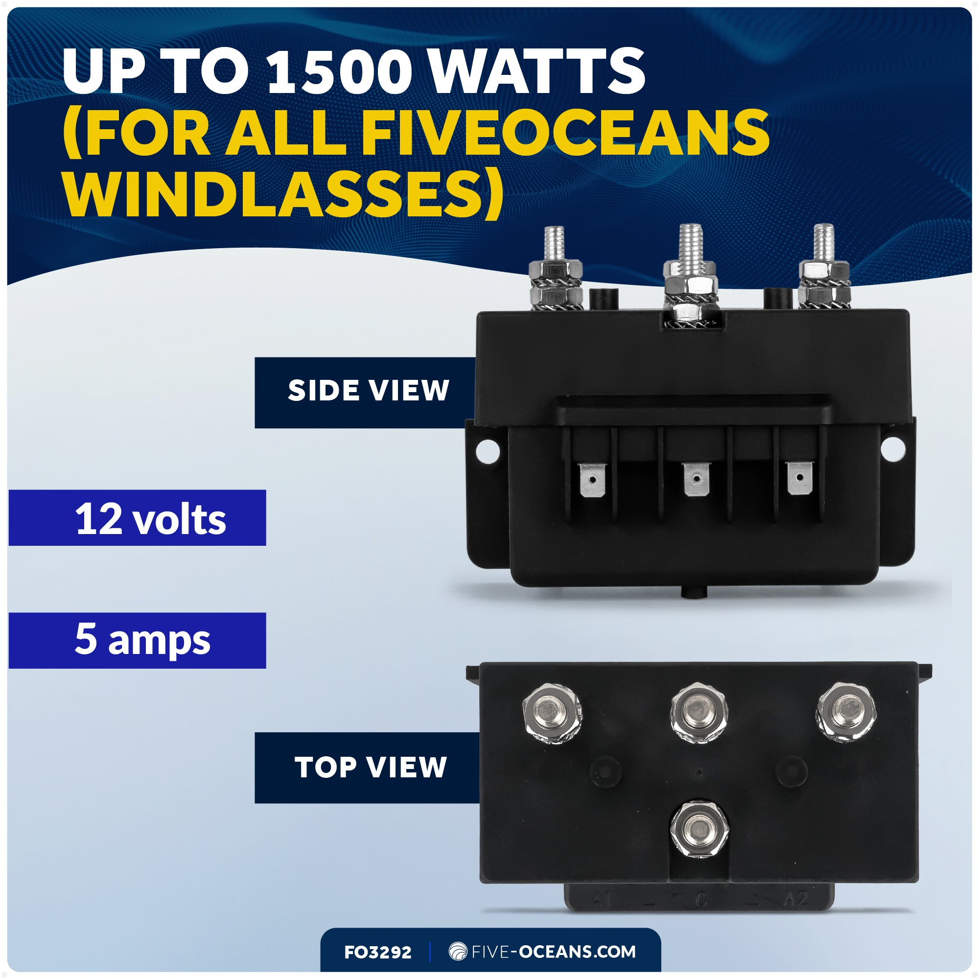 Windlass Solenoid for 2-Wire Motor, 12V, Up To 1500W - FO3292 - Five Oceans