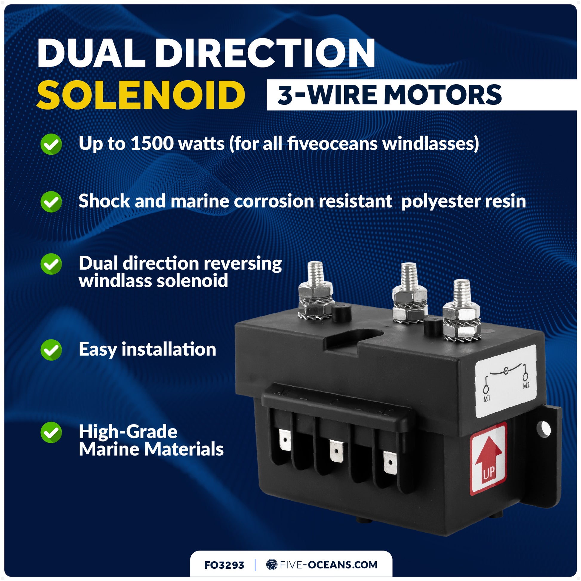 Windlass Solenoid for 3-Wire Motor, 12V, Up to 1500W - FO3293 - Five Oceans