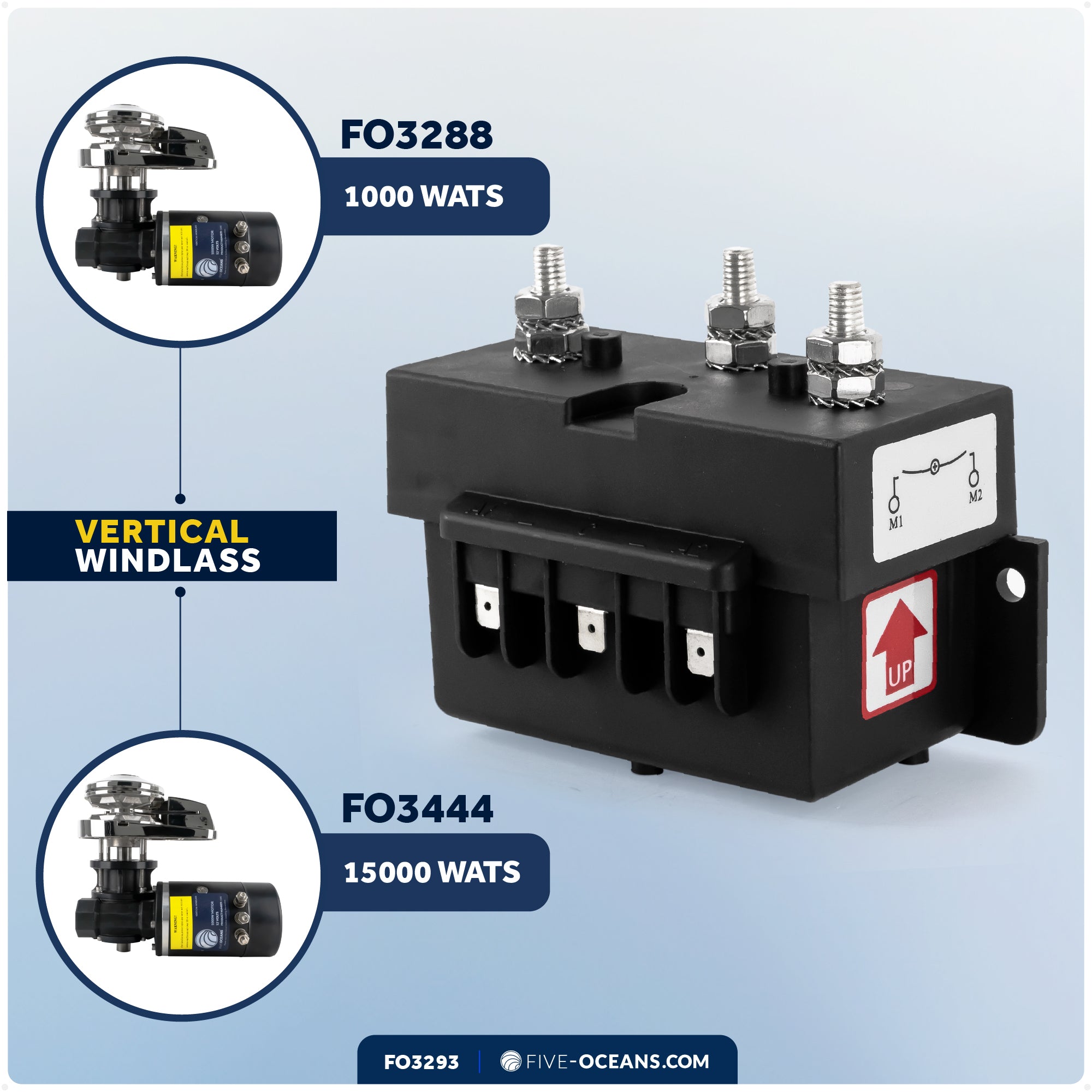 Windlass Solenoid for 3-Wire Motor, 12V, Up to 1500W - FO3293 - Five Oceans