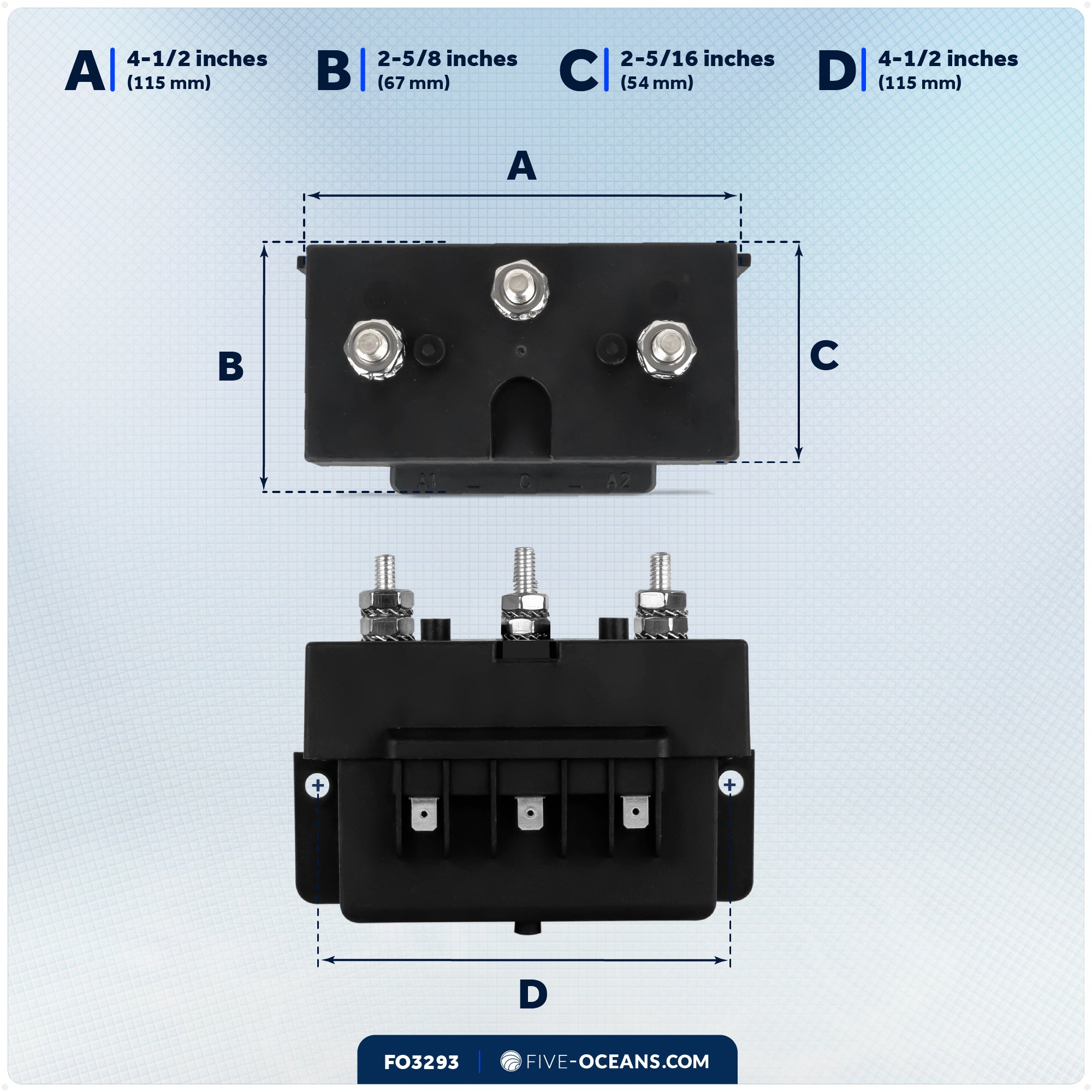 Windlass Solenoid for 3-Wire Motor, 12V, Up to 1500W - FO3293 - Five Oceans