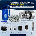 Horizontal Windlass Kit 900W with 100' Galvanized Chain - FO3442-4490-M100-KIT - Five Oceans