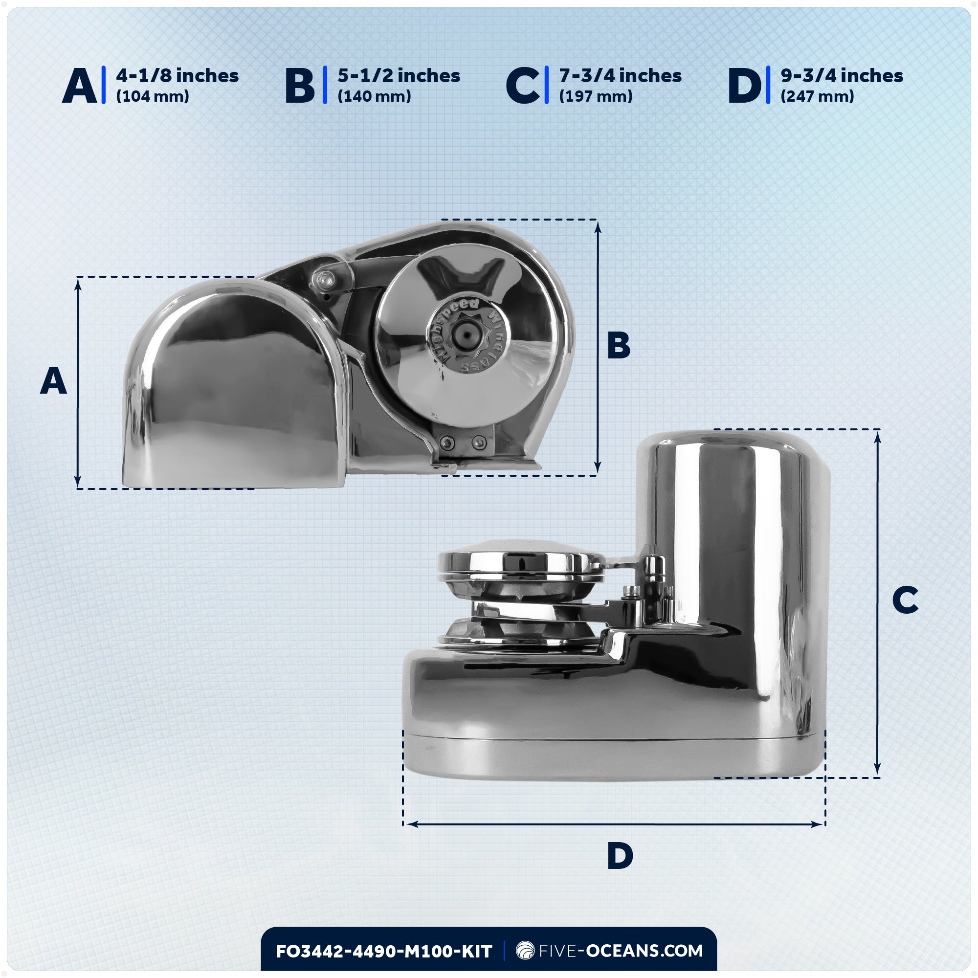 Premium Windlass Anchor Kit – 900W Horizontal Windlass, 100 Ft HTG4 5/16" Galvanized Chain & Anchor Swivel - FO3442-4490-M100-KIT