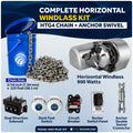 Horizontal Windlass 900W with 125' Stainless Steel Chain - FO3442-4493-M125-KIT - Five Oceans