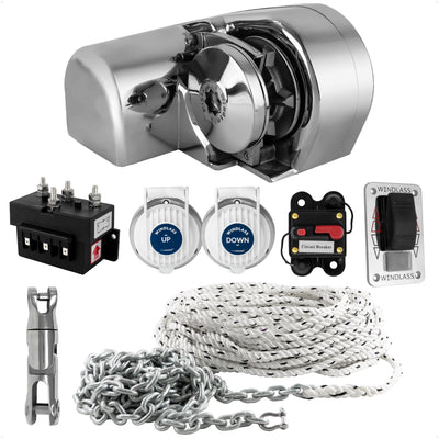 Horizontal Windlass Kit 900W, 12V with Anchor Rode & Swivel - FO3442-C1 - Five Oceans