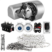 Atlantic Windlass Kit, Horizontal 900 Watts, 12V DC, 9/16" x150' 3-Strand Rope, 5/16" x 20' Stainless Steel HT G4 Chain, Swivel and Shackle - FO3442-C2 - Five Oceans