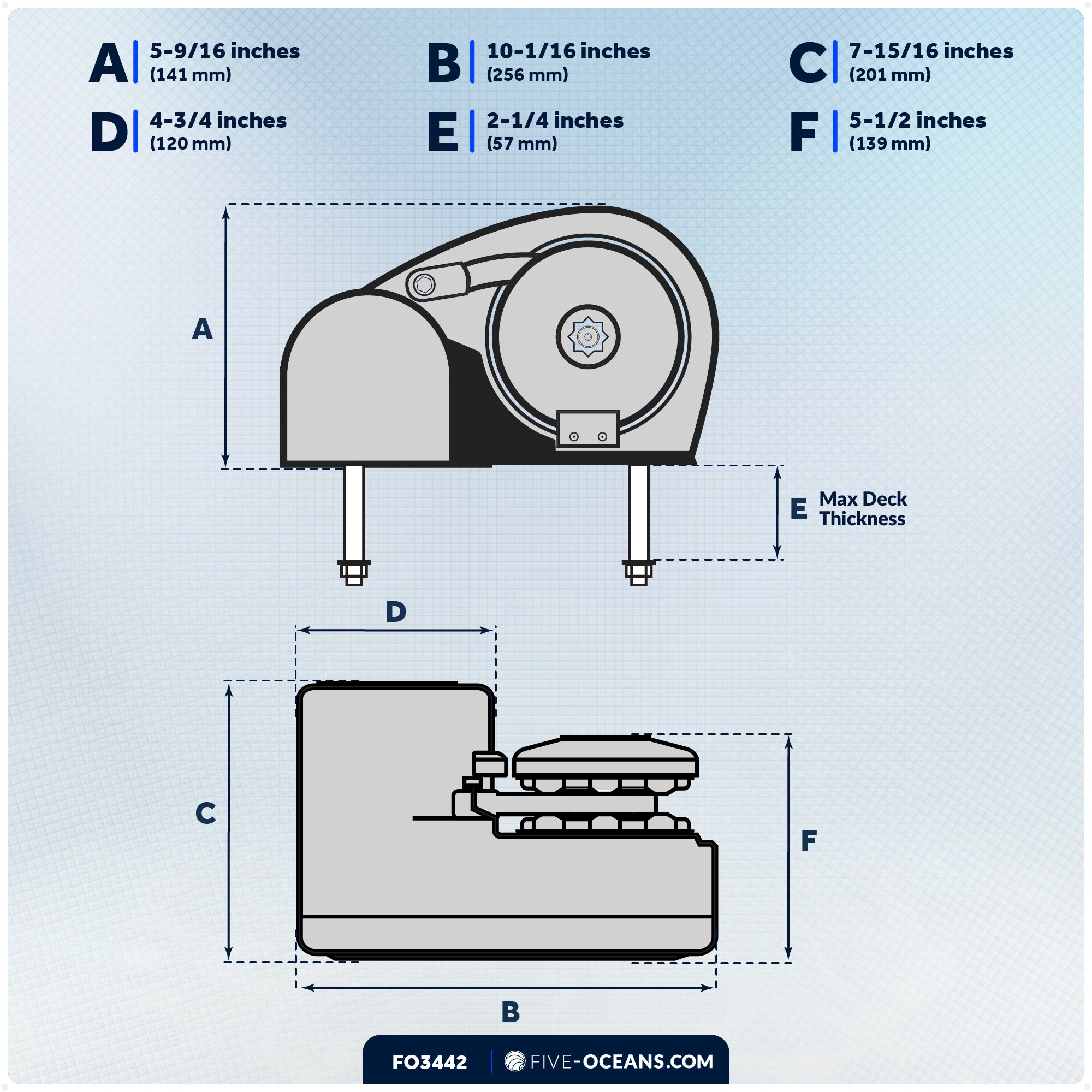 Horizontal Windlass Kit 900W, 12V - Atlantic 900 Series - FO3442