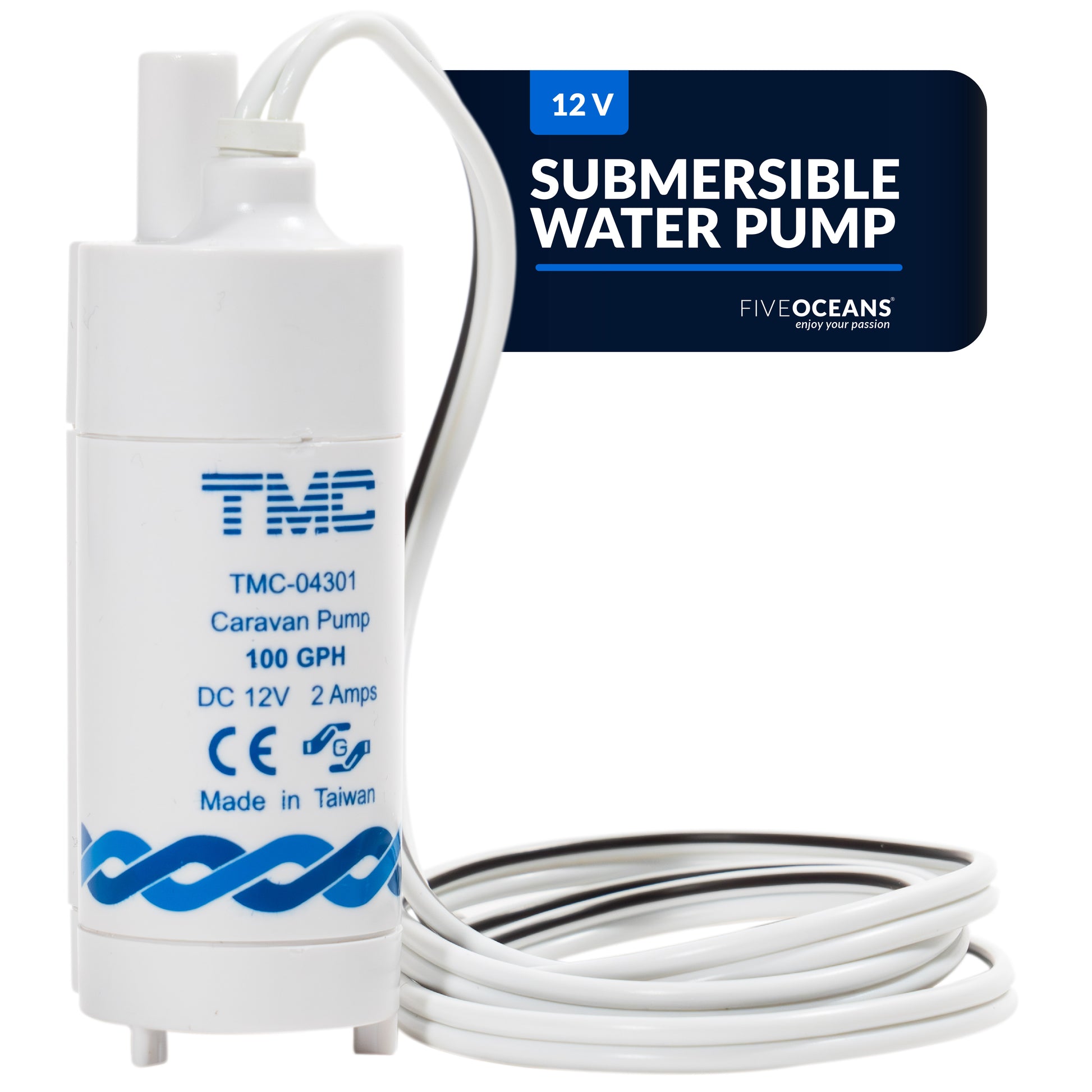 100 GPH (378 LPH) Submersible Electric Galley Water Pump, 12V - FO-3463 - Five Oceans