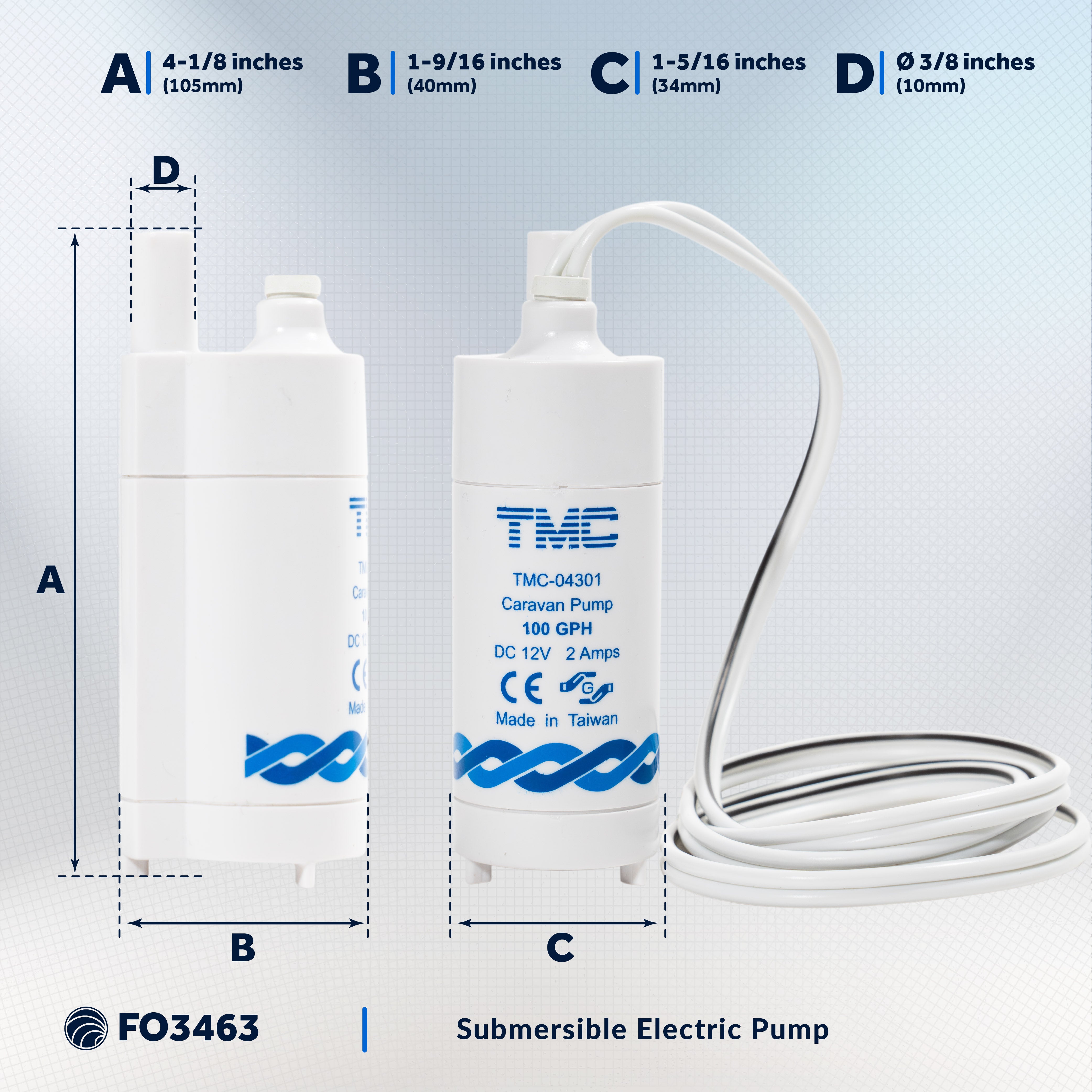 Submersible Electric Galley Water Pump, 12V - FO-3463