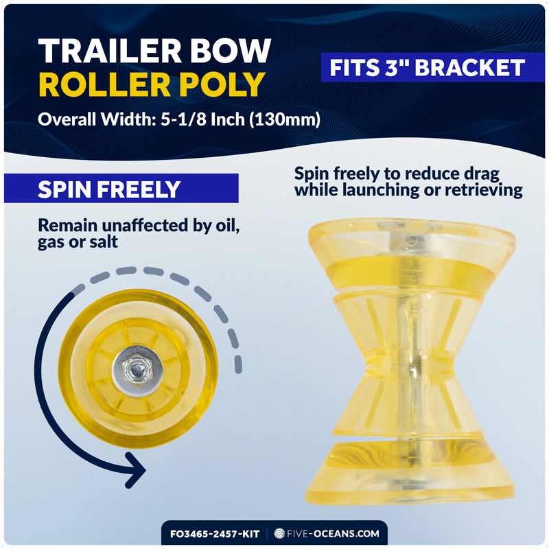 Adjustable Transom Saver & 3" Trailer Bow Roller Kit - FO3465-2457-KIT - Five Oceans