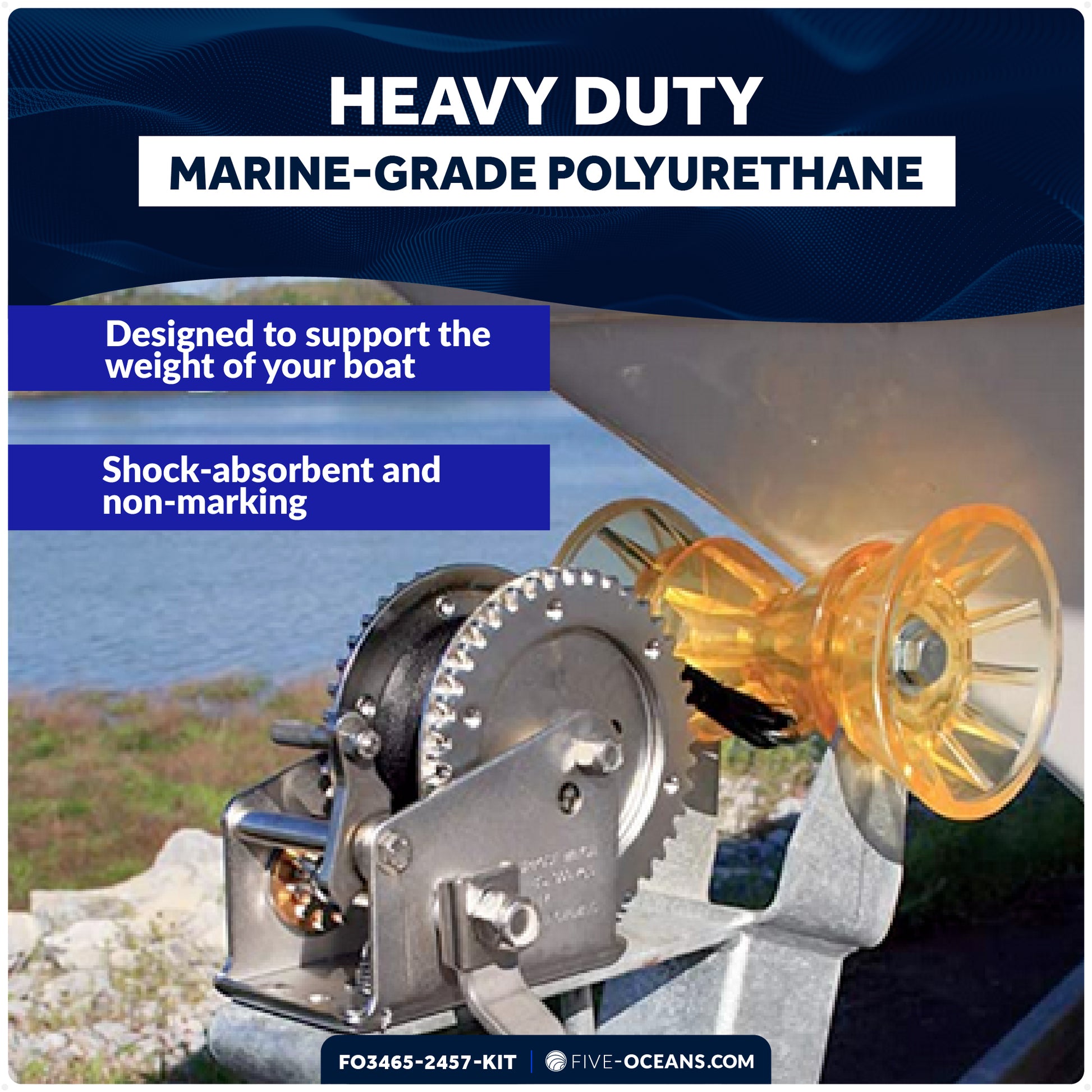 Adjustable Transom Saver for Outboard Motors Up to 200 HP with 3" Boat Trailer Bow Roller - FO3465-2457-KIT - Five Oceans