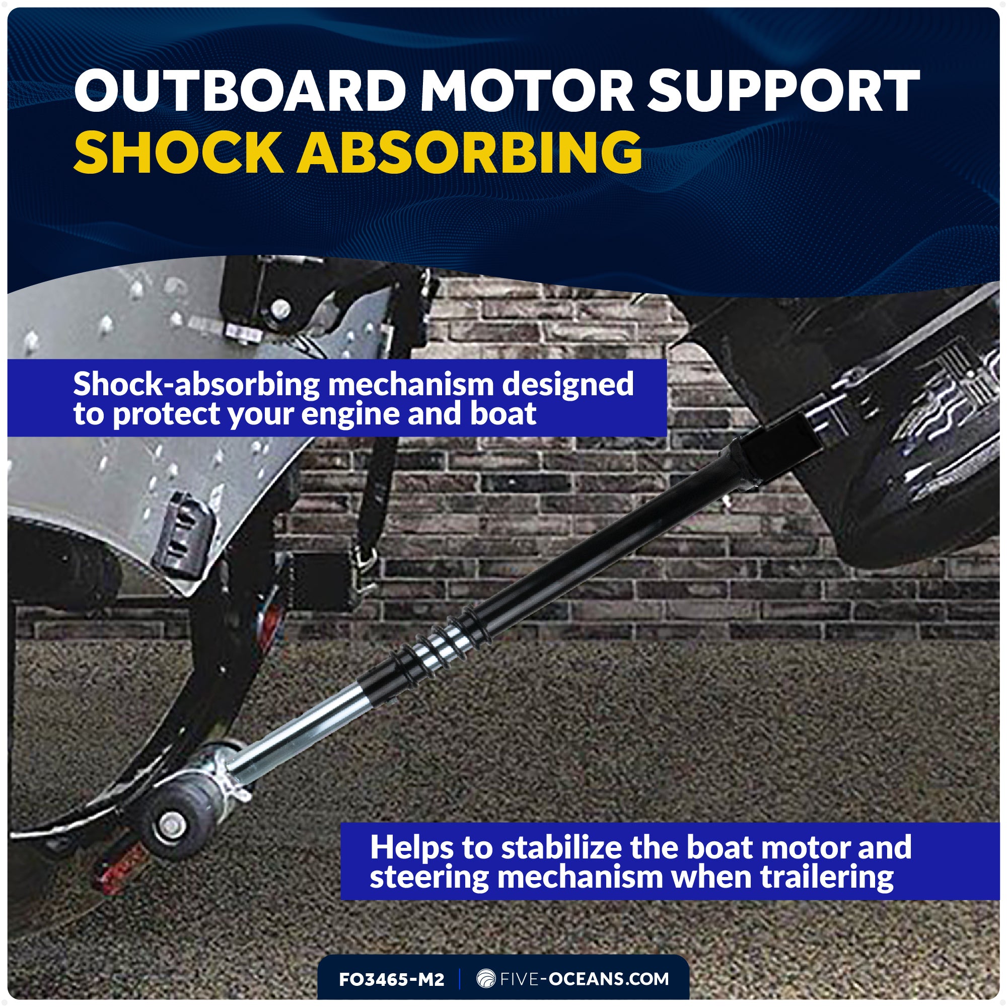 Adjustable Transom Saver for Outboards Up to 200 HP, 2-Pack - FO3465-M2 - Five Oceans