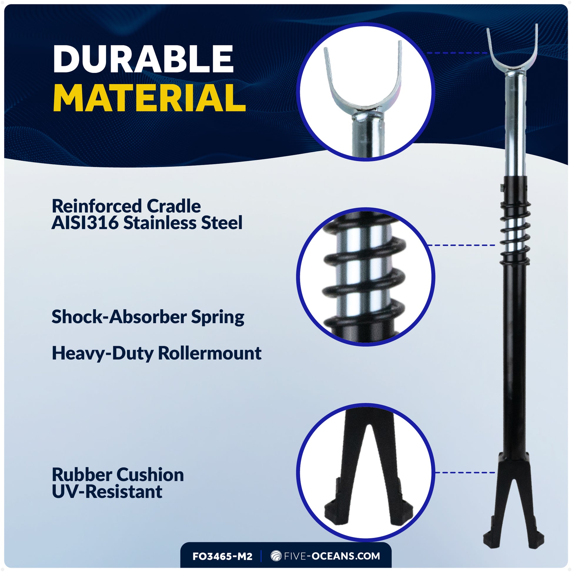 Adjustable Transom Saver for Outboards Up to 200 HP, 2-Pack - FO3465-M2 - Five Oceans