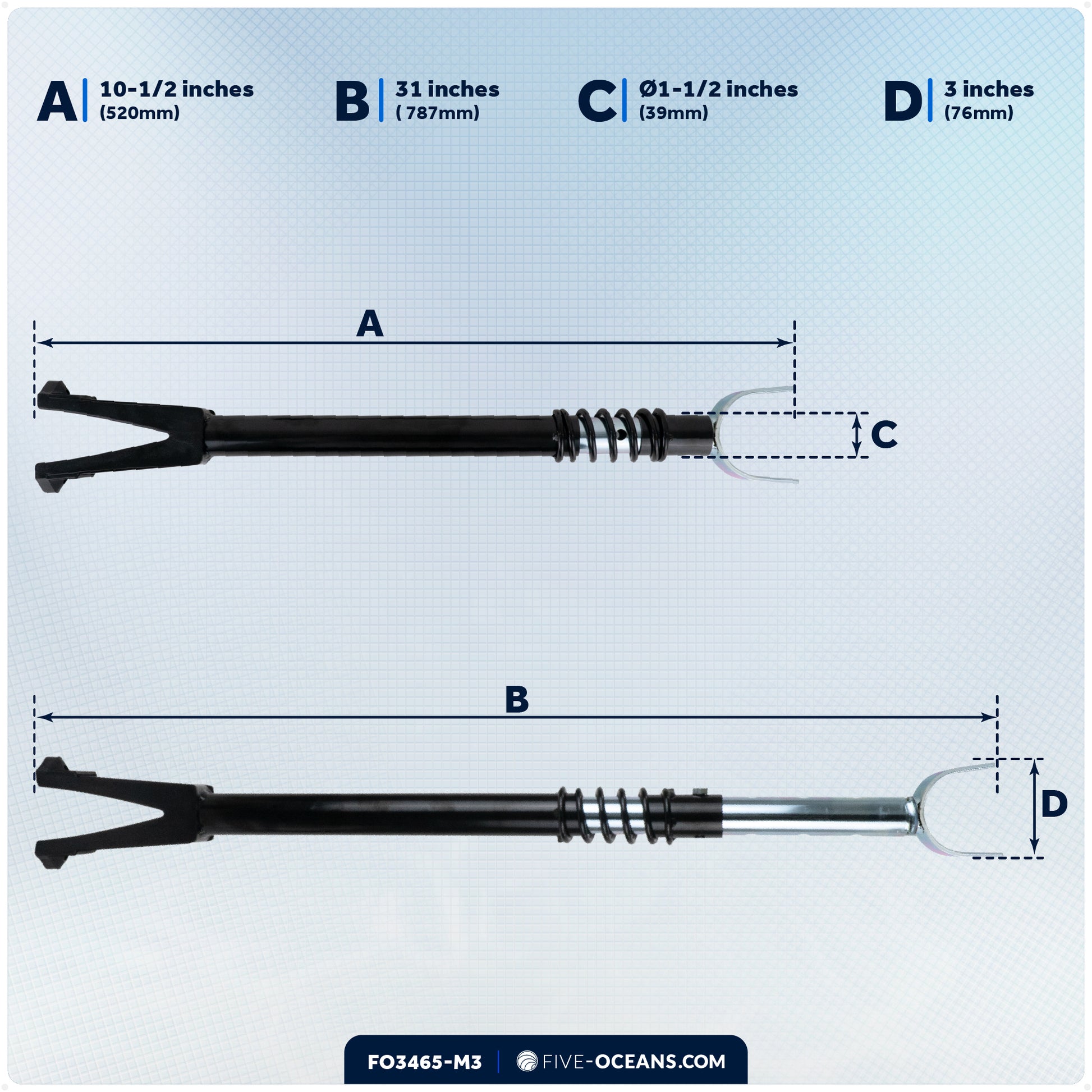 Adjustable Transom Saver for Outboards Up to 200 HP, 3-Pack - FO3465-M3 - Five Oceans