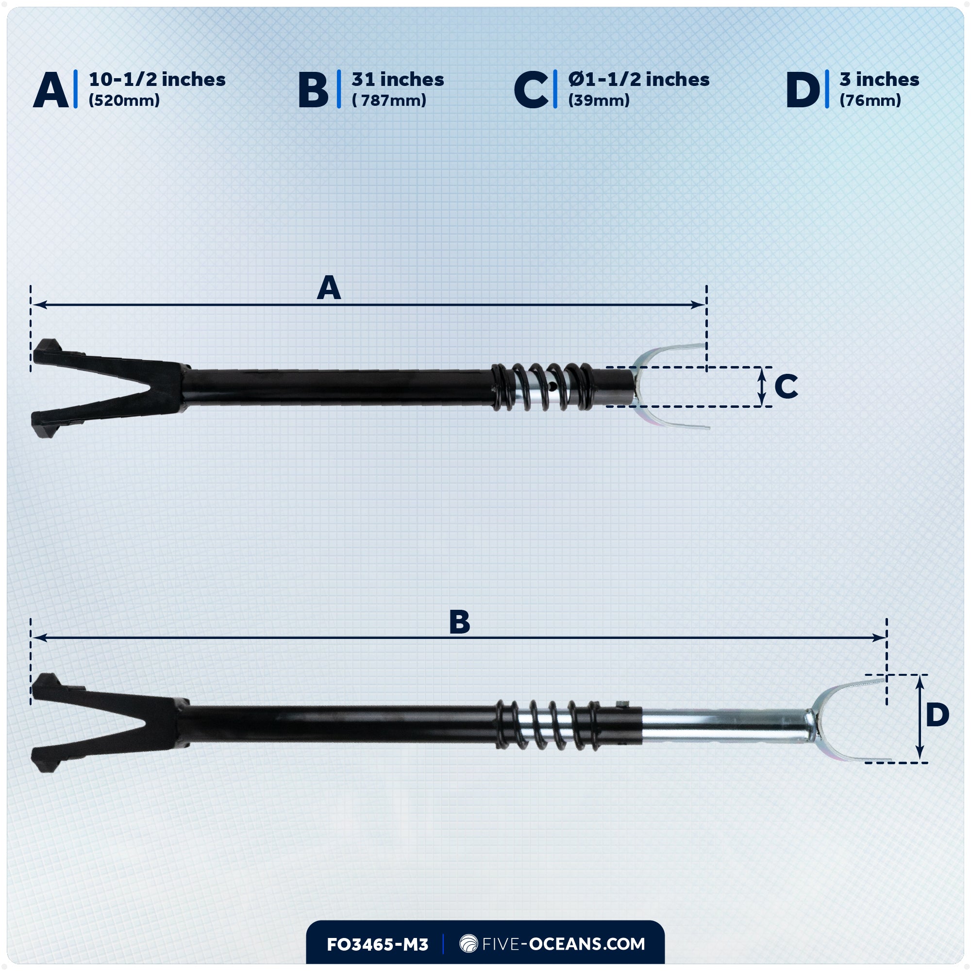 Adjustable Transom Saver for Outboards Up to 200 HP, 3-Pack - FO3465-M3 - Five Oceans